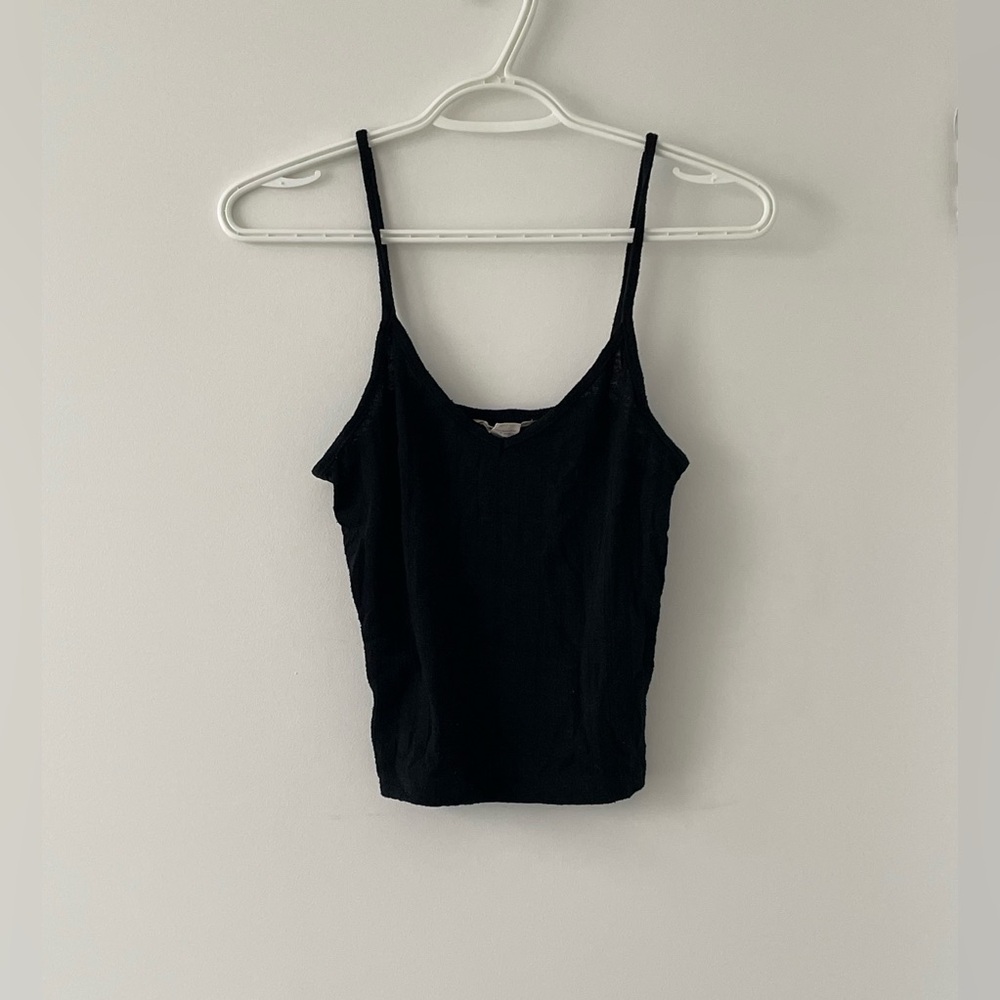 Black Ribbed Tank - size M